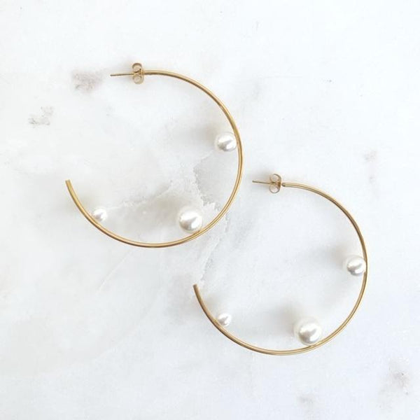 Jumbo Pearl Hoops